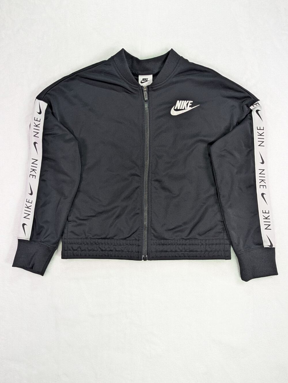 Nike Kids Large Black Full Zip Track Jacket White Stripes